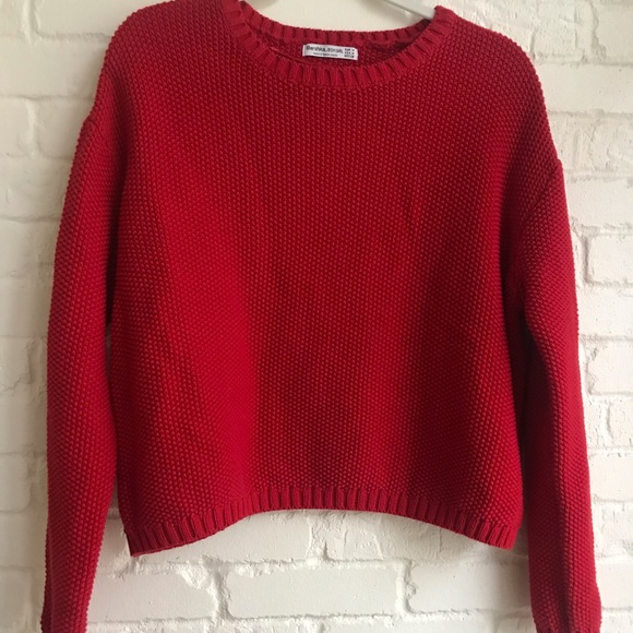 red crop top sweater